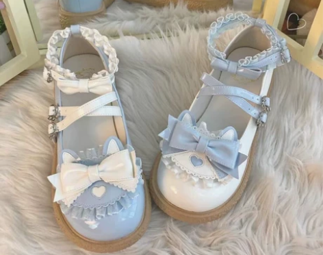 原创可爱大头鞋Lolita单鞋蕾丝蝴蝶结j...