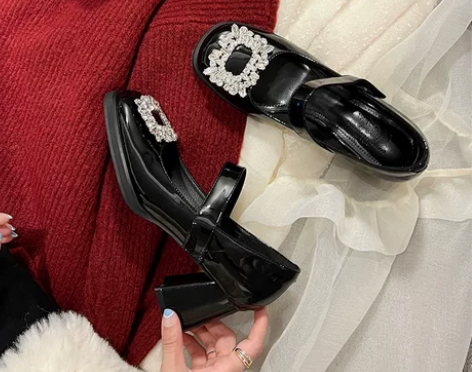 ?「妙侣」大雪花扣哦~水晶钻扣中高跟防水台...