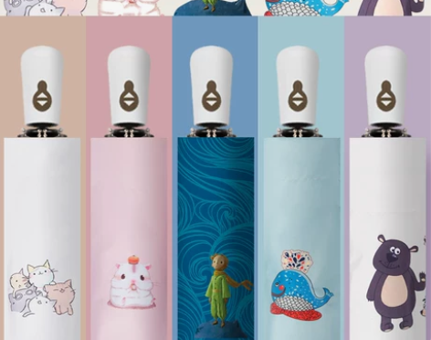 全自动卡通儿童男女雨伞三折叠黑胶伞小学生