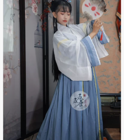 五五年汉服 霜降.秋焚 晋制交领齐腰襦裙男...