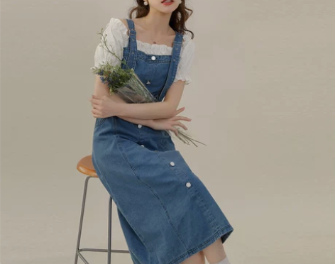 2022夏季新款修身显瘦背带裙吊带裙牛仔连...