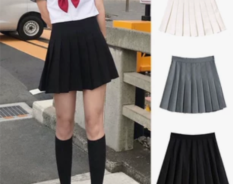 百褶裙 百褶裙短裙jk春夏女a字黑色大码毛...