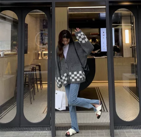 复古清新浅蓝 修身直筒侧开衩拖地微喇叭牛仔...