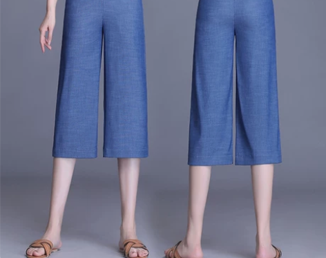 【狂欢价】天丝阔腿七分牛仔裤女2021年新...