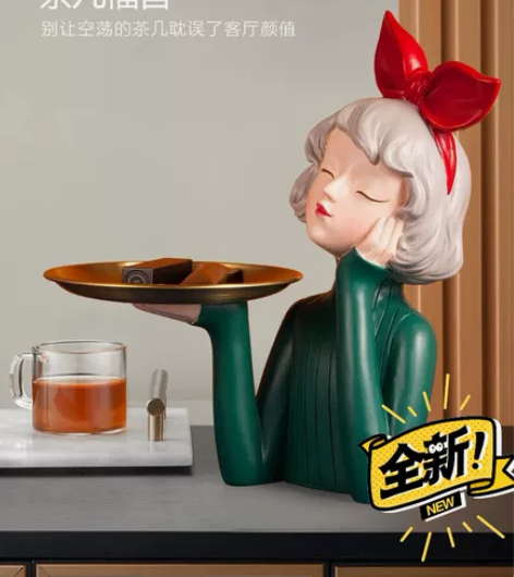 北欧轻奢风家居装饰品放钥匙托盘收纳蝴蝶结女...