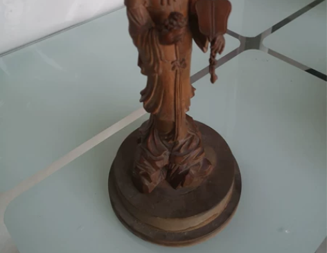 侍女像、高28厘米，手工木雕、黄杨木 感兴...