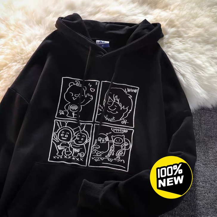 （包邮）秋冬新款港风卡通外套情侣连帽卫衣