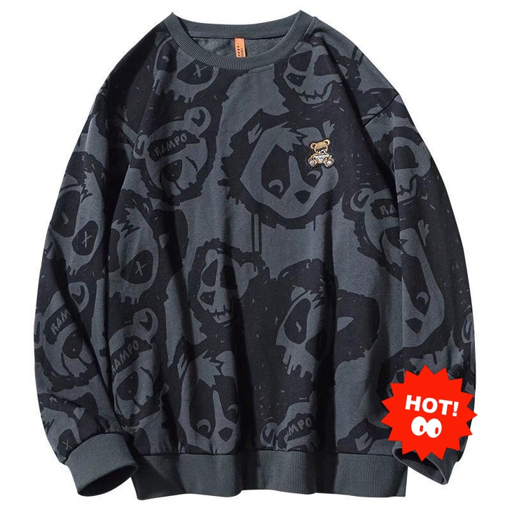 （包邮）秋季宽松小熊满印圆领卫衣男女长袖