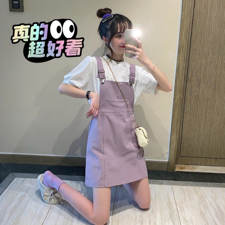 减龄背带裙,谁穿谁是小仙女呀。实物颜色巨显...