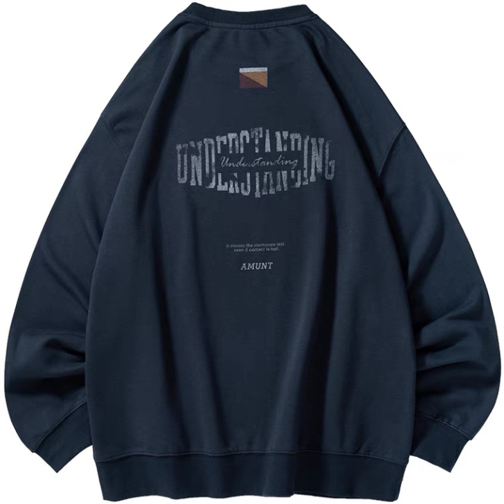 春秋新款日系复古圆领套头宽松休闲青少年上衣...