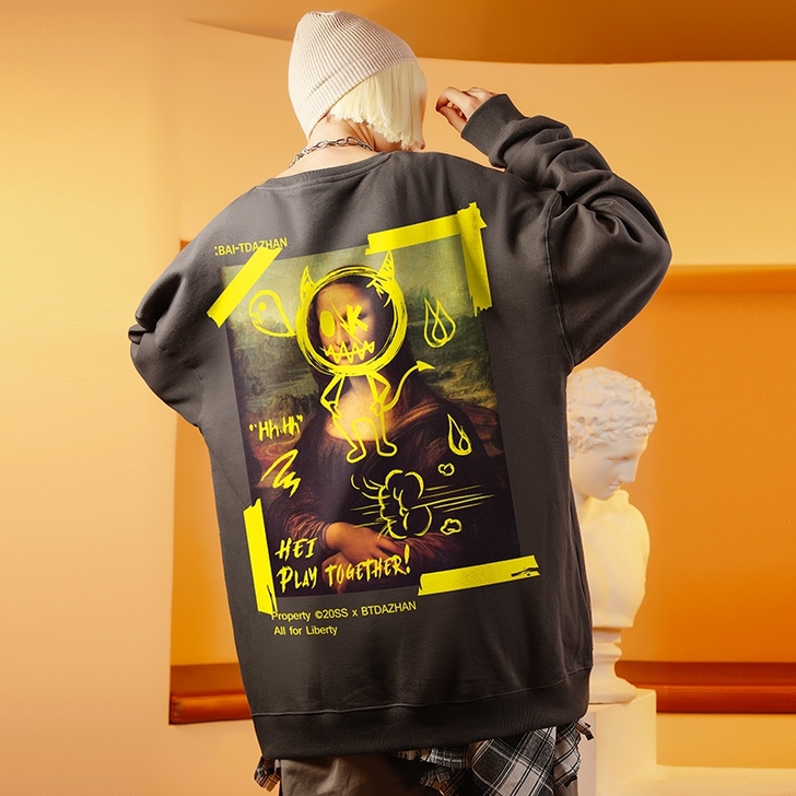 百t大战高街潮牌小恶魔卫衣男潮ins嘻哈欧...