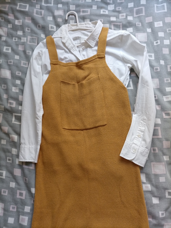 Cache针织背带裙 橘黄色 160