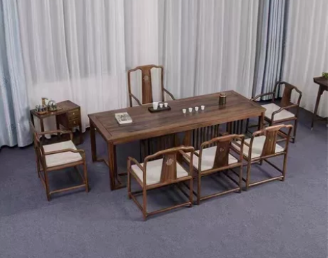 新中式茶桌椅组合禅意中式茶馆茶室胡桃木泡茶...