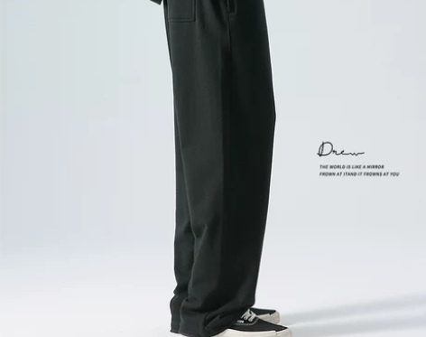 400g重磅纯棉 黑色运动裤男直筒裤子in...