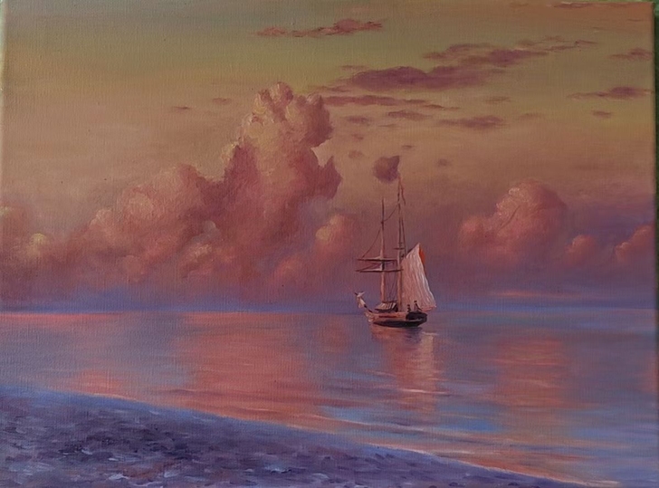 油画作品，名画临摹，尺寸30*40厘米，纯...