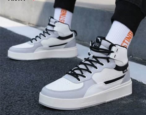 安踏男鞋高帮板鞋冬季新款男士轻便休闲鞋子官...