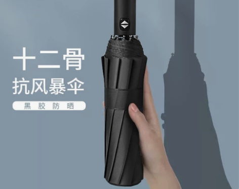 (工厂直销)豪华雨伞自动折叠男女商务黑胶大...