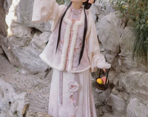 远山乔秋草鹦鹉明制汉服女比甲加绒立领琵琶袖...