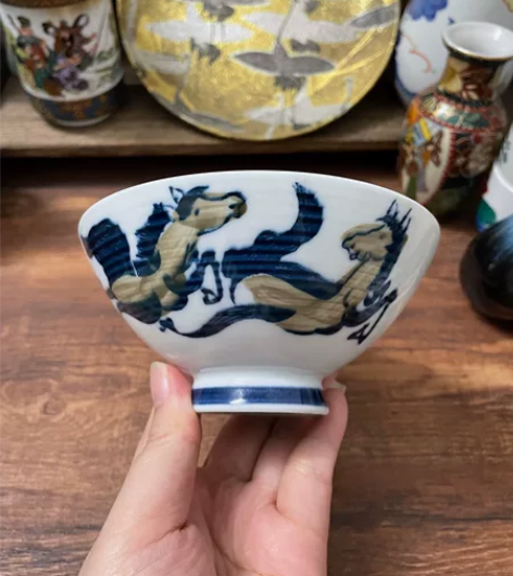 日本回流瓷器全新全品釉下彩诗文两匹奔跑的骏...