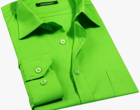 男士长袖绿色衬衣时尚绿男装幸运绿春季林墨同...