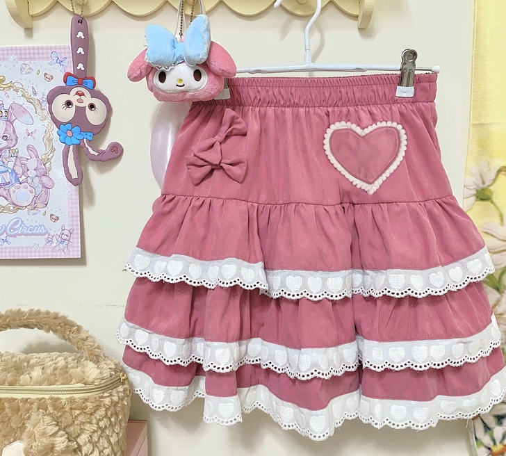 莓派派原创蛋糕裙少女蕾丝显瘦半身裙百搭短裙...