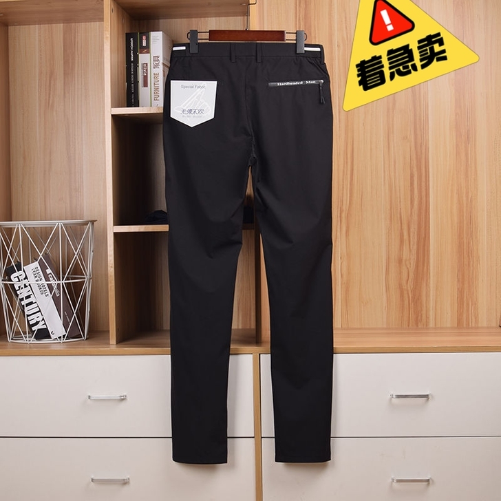 无弹不欢!青年纯色中腰休闲裤外贸男装工厂海...