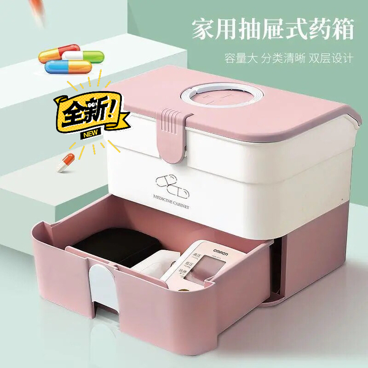 医药箱家用大容量药品收纳盒家庭装家庭医护儿...