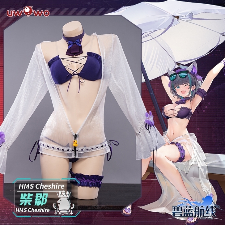 现货悠窝窝  碧蓝航线柴郡泳装cospla...