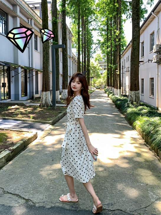 包邮 MG小象波点连衣裙