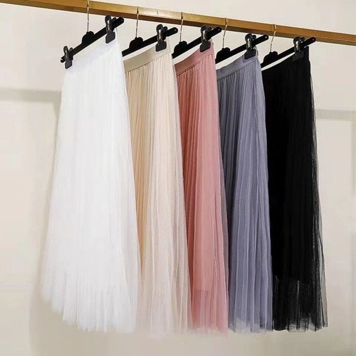 网纱半身裙仙女新款韩版高腰显瘦中长款百搭A...