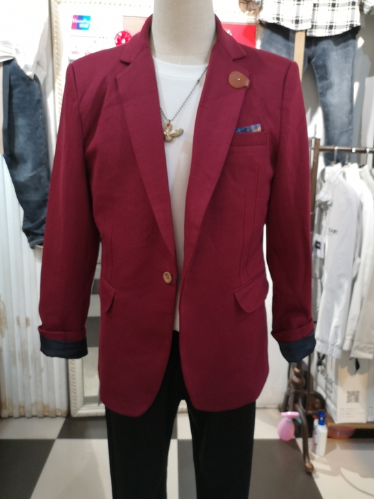 54码男士西服，枣红色，韩版休闲西服，全新