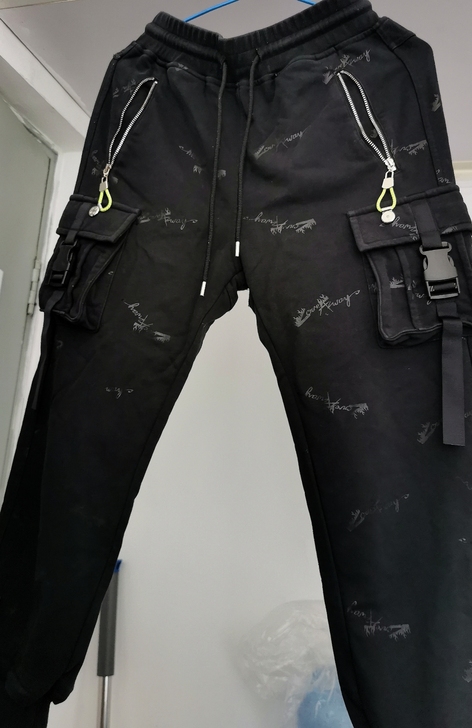 a02 秋冬束脚卫裤运动休闲裤 黑色S码 ...