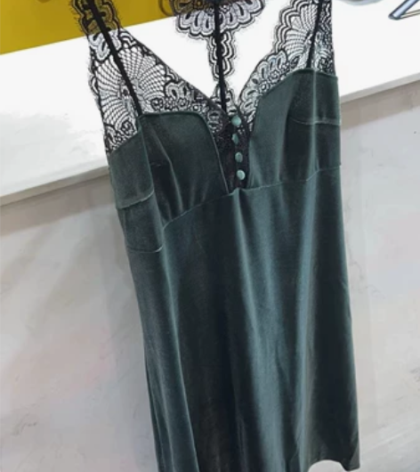 高级石灰绿家居吊带背心裙，非伊丝艾拉。实体...