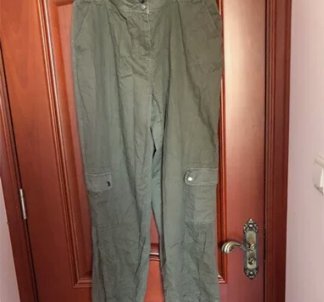 02  大码全棉深军绿长裤   9成新 尺...