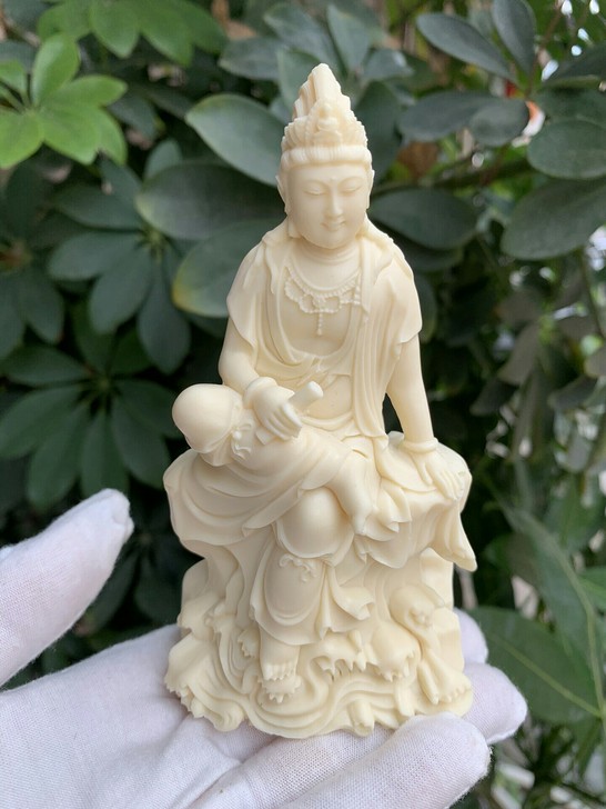 放漏！持书坐莲自在观音摆件