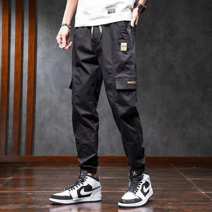 工装裤男士夏季薄款宽松束脚休闲裤2021新...