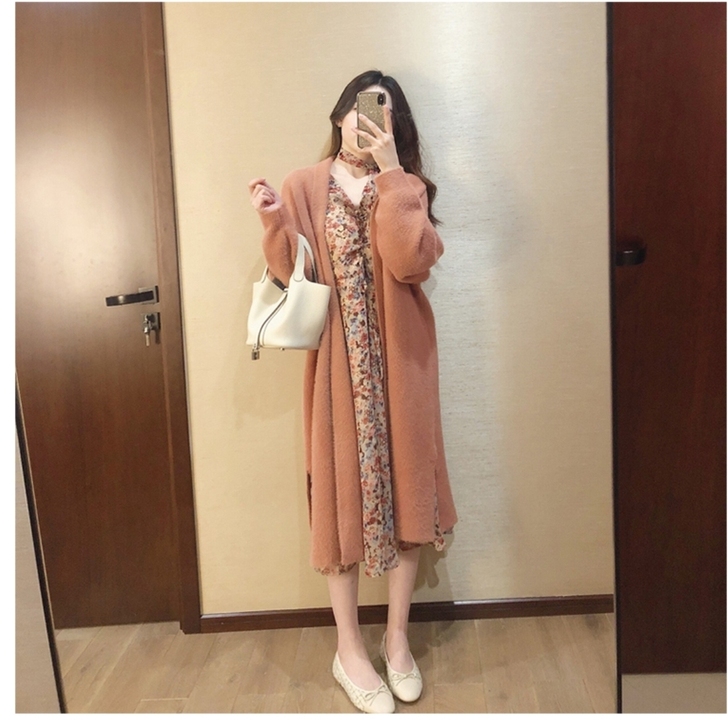 碎花雪纺连衣裙2020年春秋季新款复古法式...