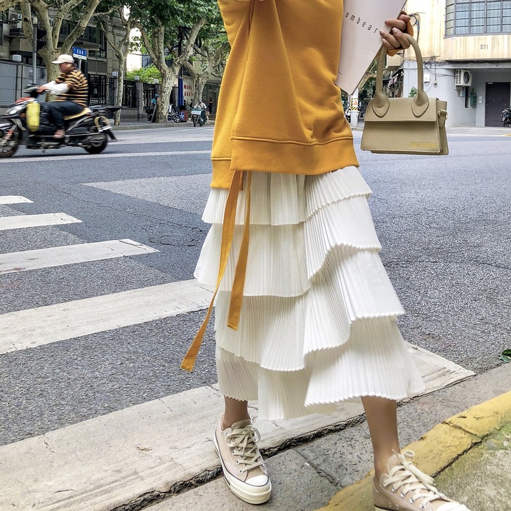 2018秋季新款网纱蛋糕裙女松紧腰公主裙韩...