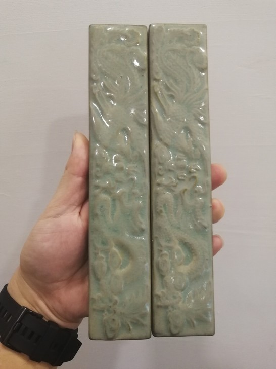 临汝窑张公巷窑龙凤镇尺，瓷镇尺长21公分左...