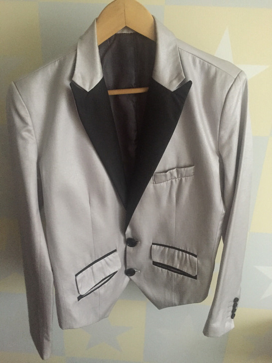 男士男生韩版潮流品牌休闲西服银色