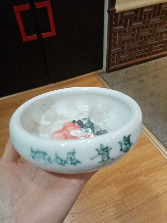 文革瓷，醴陵瓷手绘花卉文放水洗，画工精美，...