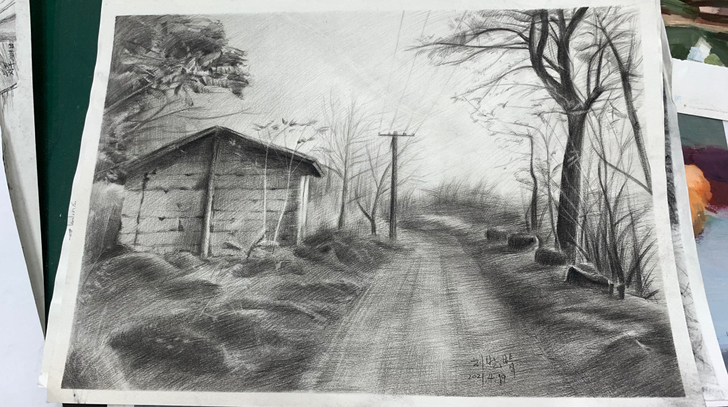 素描写生风景古镇学生作品10元一张满五包邮