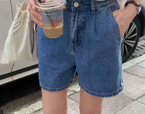 夏季薄款经典休闲百搭牛仔短裤 高腰宽松显瘦...
