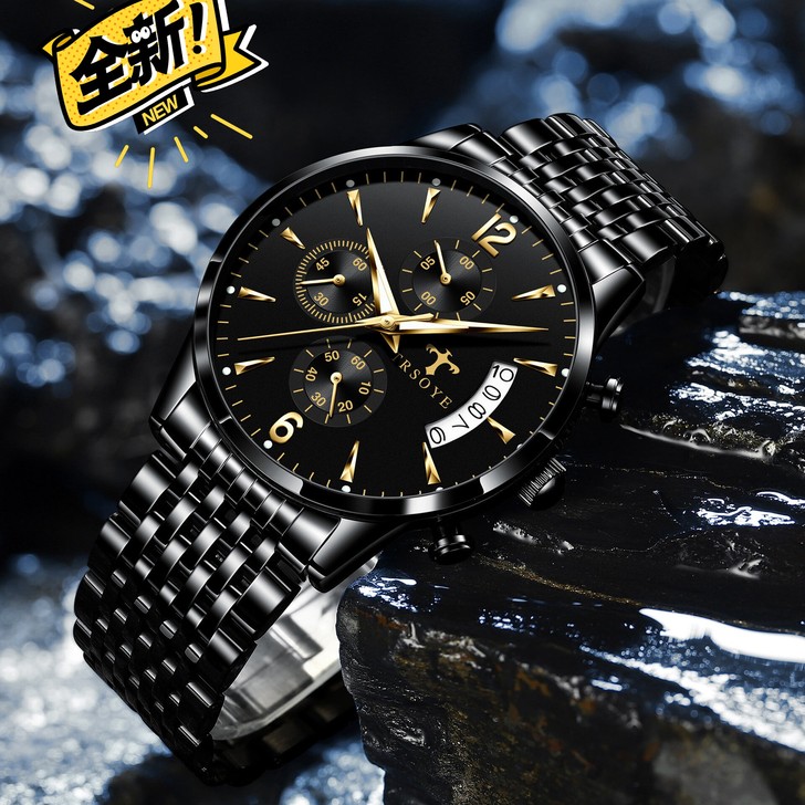 全新 男士商务手表, 简约时尚点钻超薄夜光...