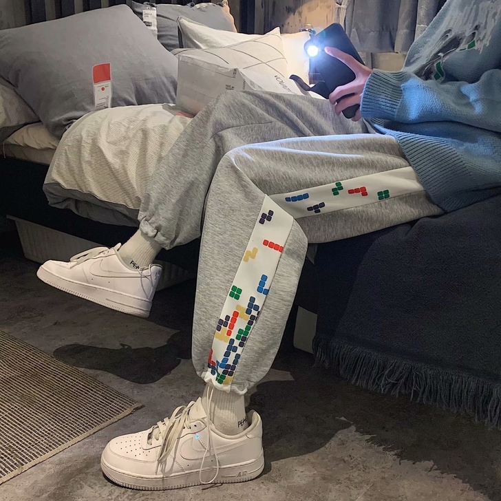 休闲裤2021新款男宽松直筒阔腿韩版潮流学...