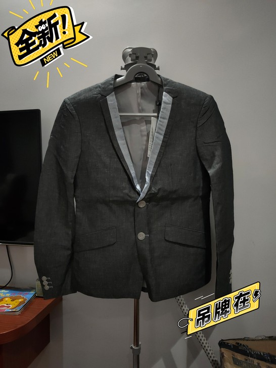 EGOU男士单西装薄款西装西服外套，亚麻西...