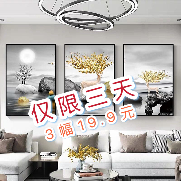 【转手】3幅19.9元包邮  客厅装饰画现...