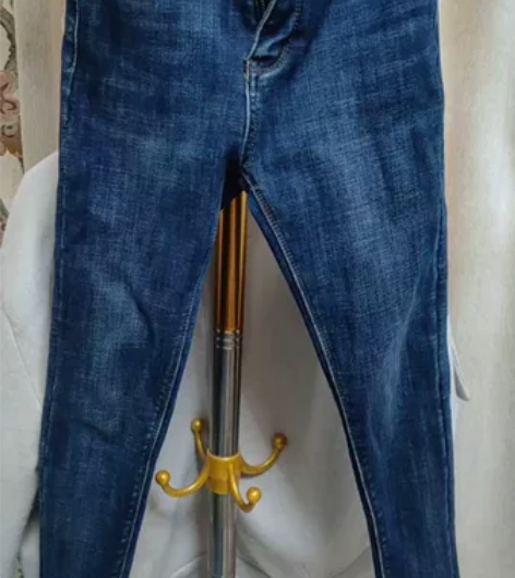 深蓝色加绒高腰弹力牛仔修身百搭九分铅笔小脚...