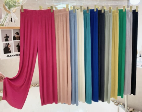 2022夏季韩版新款坑条宽松高腰阔腿休闲拖...