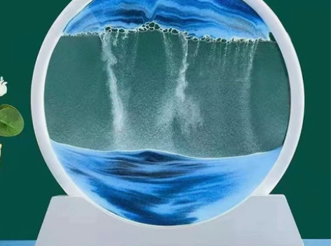 大号12寸抖音爆款创意3d立体流沙画沙漏摆...